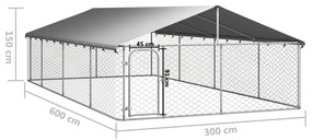 vidaXL Κλουβί Σκύλου Εξωτερικού Χώρου 600 x 300 x 150 εκ. με Στέγαστρο