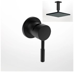 La Torre New Tech Black Matt 12151N-400 Μίκτης Εντοιχισμού 3 Εξ. με Εκτροπέα+Ανακλινόμενη Κεφαλή Square 30x30εκ+Μπράτσο Οροφής
