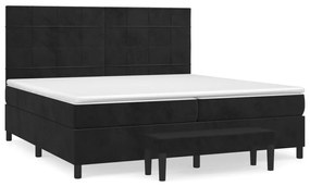 Κρεβάτι Boxspring με Στρώμα Μαύρο 200x200 εκ. Βελούδινο - Μαύρο