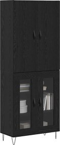 vidaXL Highboard 2 pcs Μαύρη Οξυά Μηχανική ξυλεία και γυαλί