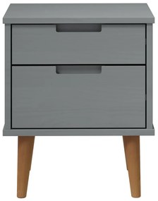 vidaXL Κομοδίνο MOLDE Γκρι 40 x 35 x 48 εκ. από Μασίφ Ξύλο Πεύκου