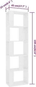 vidaXL Βιβλιοθήκη/Διαχωριστικό Χώρου Λευκό 45x24x159 εκ. Επεξ. Ξύλο