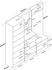 Έπιπλο Εισόδου Λευκό M2 179,4x37,3x182,8