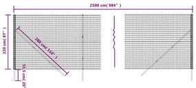 vidaXL Συρματόπλεγμα Περίφραξης Ανθρακί 2,2x25 μ. Γαλβανισμένο Ατσάλι