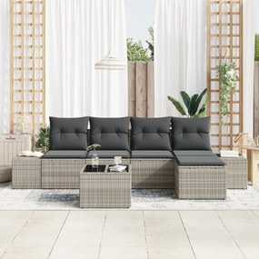vidaXL Σετ Σαλονιού Κήπου 6 Τεμαχίων με Μαξιλάρια Γκρι Πολυεστερικό Ρατάν