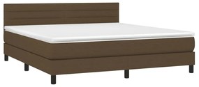 vidaXL Κρεβάτι Boxspring με Στρώμα & LED Σκ.Καφέ 160x200 εκ Υφασμάτινο