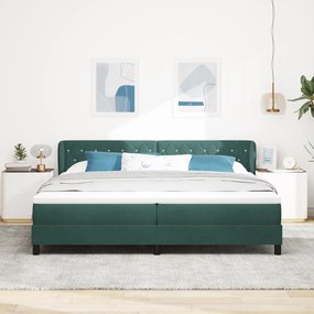 vidaXL Κρεβάτι Box Spring με Στρώμα Σκούρο Πράσινο 200x200 cm Βελούδο