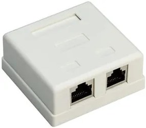 GOOBAY επιτοίχια πρίζα δικτύου 77635, 2 θύρες RJ45, CAT 6 STP, λευκή