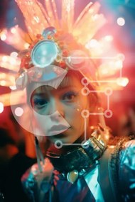 Intra Συλλεκτικό Ξύλινο Παζλ Plywood 4mm - Νεαρή γυναίκα με περίτεχνα κεφαλόδεσμο και μακιγιάζ Σε Ξύλινο Κουτί - Διαστάσεις Puzzle: 10x10 cm – 25 κομμάτια