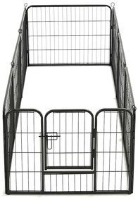 vidaXL Πάρκο Σκύλου με 8 Πάνελ Μαύρο 60 x 80 εκ. Ατσάλινο