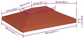 vidaXL Κάλυμμα για Κιόσκι 2 Επιπέδων Τερακότα 4 x 3 μ. 310 γρ./μ²