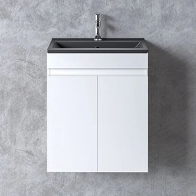 Έπιπλο Μπάνιου Πάγκος Με Νιπτήρα Omega 50 S3BOM050GLB 50x46x60cm White-Black Πορσελάνη,Μελαμίνη