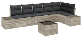 vidaXL Σετ Καναπέ Κήπου 7 pcs Ανοιχτό γκρι Πολυ rattan, βαμμένο ατσάλι