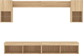 vidaXL Έπιπλα Τοίχου Τηλεόρασης 6 τεμ. LED Sonoma Δρυς από Επεξ. Ξύλο