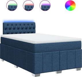 vidaXL Κρεβάτι Boxspring με Στρώμα Μπλε 120x190 εκ. Υφασμάτινο