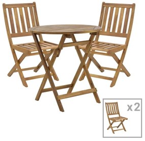 Elijie-Carpuva dining table set of 3 folding natural solid acacia wood D70x74cm 70x70x74 εκ.