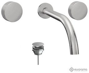 Eurorama Eletta Tecno Inox Finish Μπαταρία Νιπτήρα Εντοιχισμού+Βαλβίδα Clic-Clac 167901-110 R0338-110