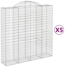 vidaXL Συρματοκιβώτια Τοξωτά 5 τεμ. 200x50x200/220 εκ. Γαλβαν. Ατσάλι