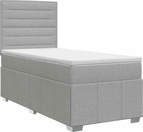 vidaXL Κρεβάτι box spring με στρώμα Ανοιχτό γκρι 100 x 200 cm Ύφασμα