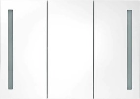 vidaXL Καθρέφτης Μπάνιου με Ντουλάπι &amp; LED Γυαλ. Λευκό 89x14x62 εκ.