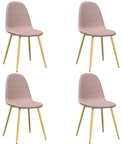 vidaXL Καρέκλες Τραπεζαρίας 4 τεμ. Ροζ Βελούδινες