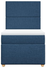 vidaXL Κρεβάτι Boxspring με Στρώμα Μπλε 80x200 εκ. Υφασμάτινο