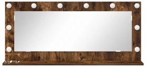 vidaXL καθρέφτης vanity  με φώτα LED καπνιστού δρυός 100x45x18 εκ.