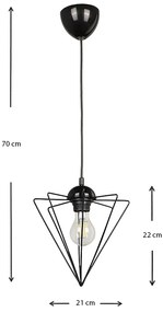 Φωτιστικό οροφής Stormie Megapap E27 μεταλλικό μονόφωτο χρώμα μαύρο 21x21x70εκ.