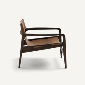 Πολυθρόνα από μασίφ βαμμένη δρυ και δέρμα, ALBERTO