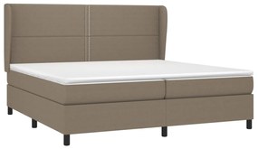 Κρεβάτι Boxspring με Στρώμα Taupe 200x200 εκ. Υφασμάτινο - Μπεζ-Γκρι