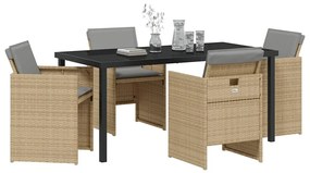 vidaXL Σέτ φαγητού για κήπο 5 pcs Μπεζ συνθετικό ρατάν