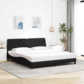 Box Spring Κρεβάτι με στρώμα Μαύρο 160x220 cm Βελούδινο - Μαύρο