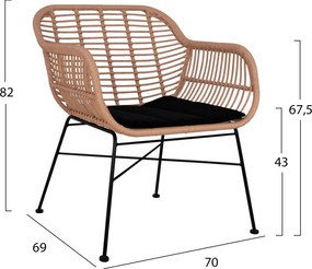 ΣΕΤ ΣΑΛΟΝΙ 4ΤΜΧ ALLEGRA HM5460 ΜΕΤΑΛΛΟ &amp; WICKER ΣΕ ΜΠΕΖ ΧΡΩΜΑ