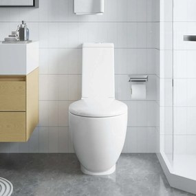 vidaXL Λεκάνη Τουαλέτας Στρογγυλή Κάτω Ροή Νερού Λευκή Κεραμική