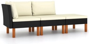 vidaXL Σαλόνι Κήπου 3 τεμ. από Συνθετικό Ρατάν / Μασίφ Ξύλο Ευκαλύπτου