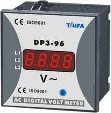 Βολτόμετρο 3Φ 0-500VAC TAIFA DP3-96-S με επιλογέα ένδειξης πολικών και φασικών τάσεων