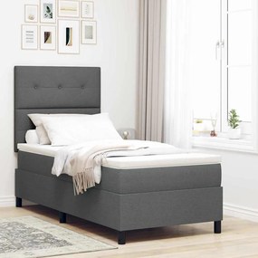 vidaXL Κρεβάτι Box Spring με Στρώμα Σκοτεινό Γκρι 80x200 cm Ύφασμα