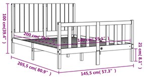 ΠΛΑΙΣΙΟ ΚΡΕΒΑΤΙΟΥ ΜΕ ΚΕΦΑΛΑΡΙ 140X200 ΕΚ. ΑΠΟ ΜΑΣΙΦ ΞΥΛΟ 3192946