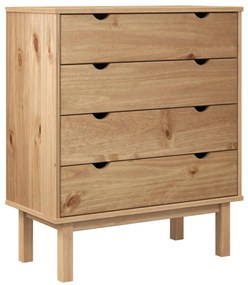 vidaXL Συρταριέρα OTTA Γκρι 76,5 x 39,5 x 90 εκ. από Μασίφ Ξύλο Πεύκου