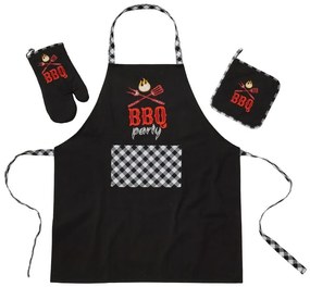 Σετ Κουζίνας 0862 3τμχ Με Ποδιά, Γάντι Και Πιάστρα Black Das Home 100% Βαμβάκι