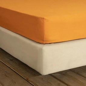 Σεντόνι Unicolors Με Λάστιχο Deep Orange Nima Ημίδιπλο 120x232cm 100% Βαμβάκι
