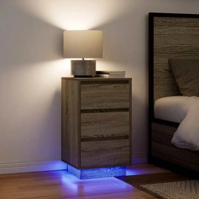 VidaXL Κομοδίνο με φώτα LED Sonoma Oak 38x34x65 cm
