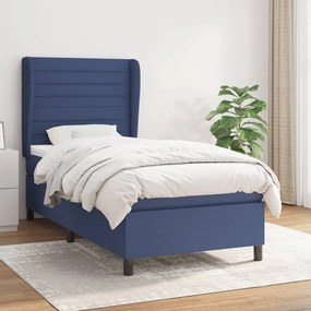 vidaXL Κρεβάτι Boxspring με Στρώμα Μπλε 100 x 200 εκ. Υφασμάτινο