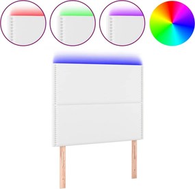 vidaXL Κεφαλάρι Κρεβατιού LED Λευκό 100x5x118/128 εκ