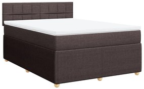 vidaXL Κρεβάτι Boxspring με Στρώμα Σκούρο Καφέ 140x190 εκ. Υφασμάτινο