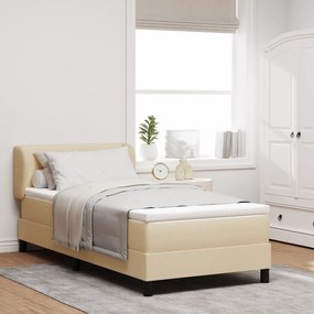 vidaXL Κρεβάτι Box Spring  με Στρώμα Κρεμ 90x200 εκ. Ύφασμα
