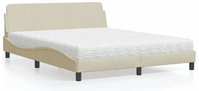 vidaXL Κρεβάτι με Στρώμα Dover Κρεμ 160x200 εκ. Υφασμάτινο
