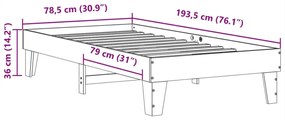 Σκελετός Κρεβ. Χωρίς Στρώμα Καφέ Κεριού 75x190 εκ Μασίφ Πεύκο - Καφέ