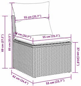 vidaXL Σετ Καναπέ Κήπου 13τεμ Μπεζ Συνθ. Ρατάν με Μαξιλάρια