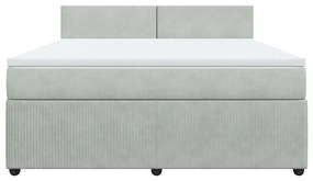 Κρεβάτι Boxspring με Στρώμα Ανοιχτό Γκρι 180x200 εκ. Βελούδινο - Γκρι